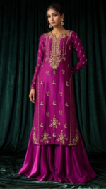 Elegant Magenta Embroidered Kurta Set