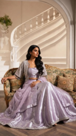 Elegant Lavender Silk Flare Dress