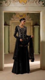 Black Embroidered Formal Ensemble - Image 4
