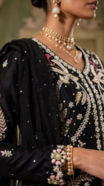 Black Embroidered Formal Ensemble - Image 3