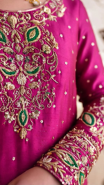 Magenta Embroidered Formal Ensemble - Image 3