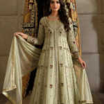 Ivory Embroidered Flared Gown