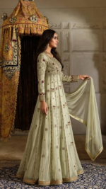 Ivory Embroidered Flared Gown - Image 2