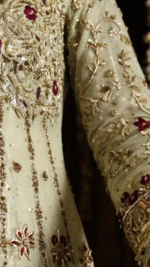 Ivory Embroidered Flared Gown - Image 3