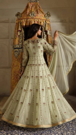 Ivory Embroidered Flared Gown - Image 4