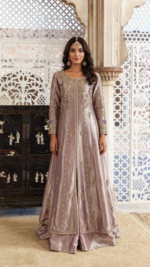 Mauve Embroidered Long Formal Dress