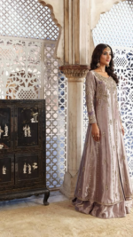 Mauve Embroidered Long Formal Dress - Image 2